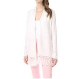 LILLY PULITZER Tatum Fringe Long Cardigan Resort White Sz XL